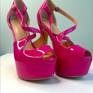 Pink Patent Leather Platform Stiletto Heels